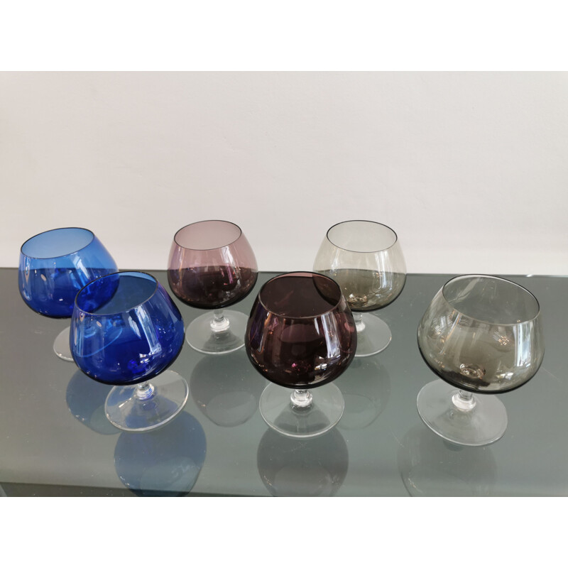 Vintage digestif set in multicoloured glass, 1960