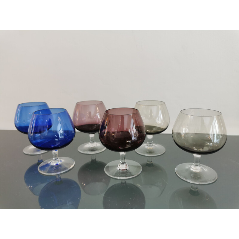 Vintage digestif set in multicoloured glass, 1960