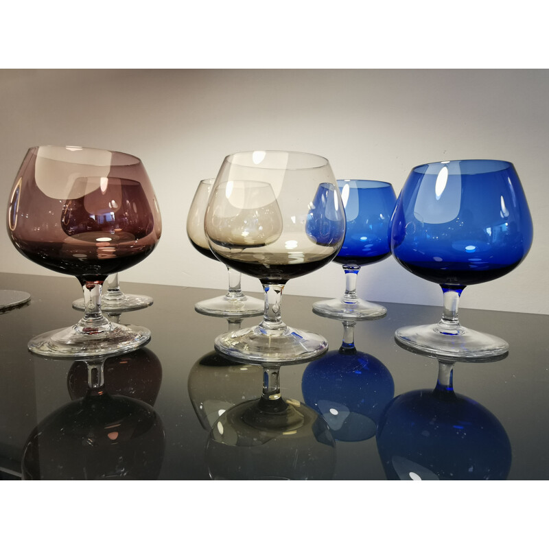 Vintage digestif set in multicoloured glass, 1960