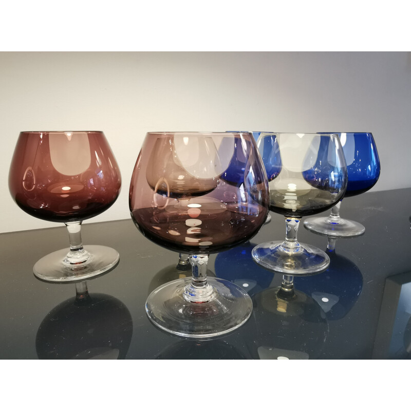 Vintage digestif set in multicoloured glass, 1960