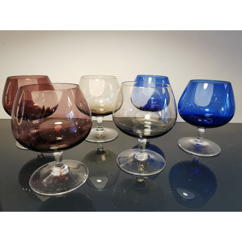 Vintage digestif set in multicoloured glass, 1960