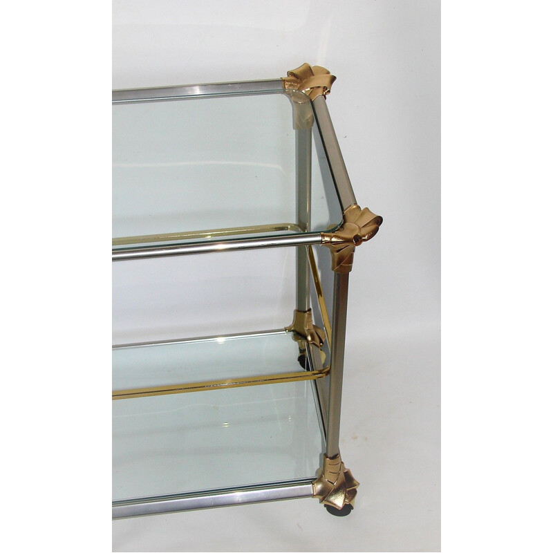 Vintage aluminium en glazen bar cart, 1970