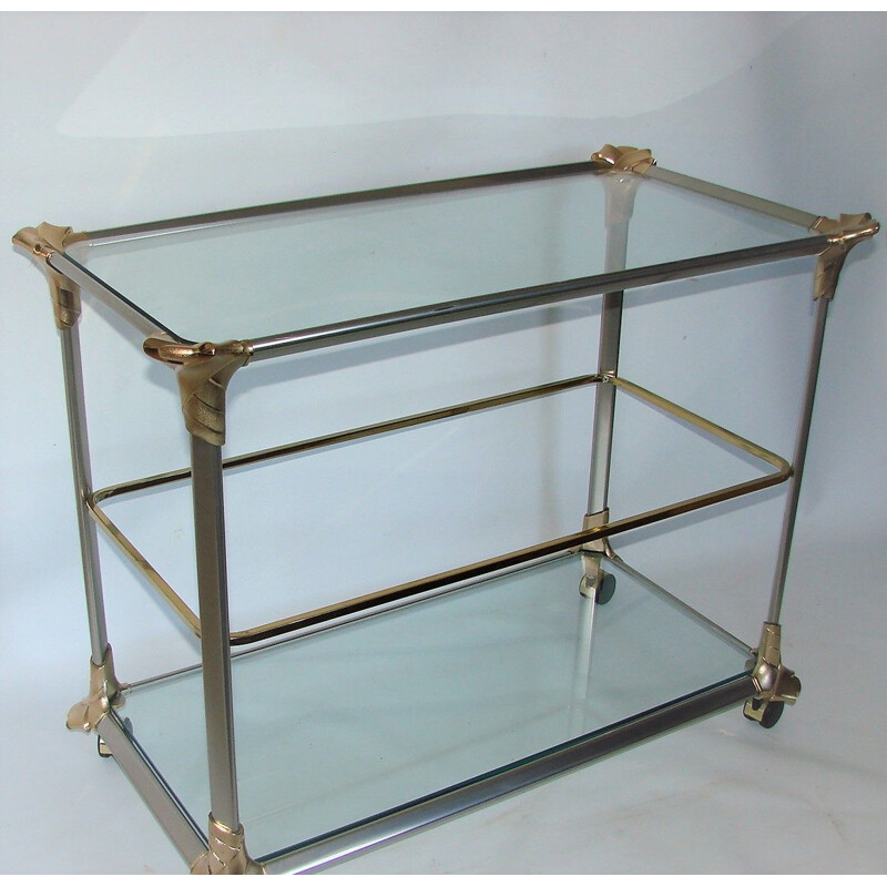 Mid century aluminium and glass trolley bar, 1970s