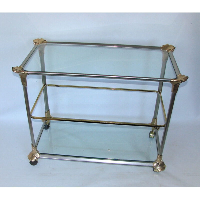 Mid century aluminium and glass trolley bar, 1970s