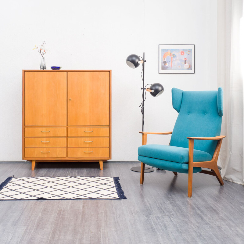 Vintage wing armchair with folding legs, 1960s