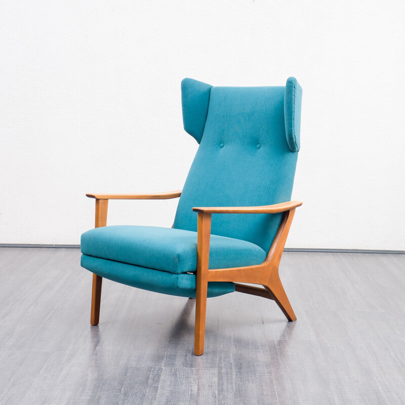 Vintage wing armchair with folding legs, 1960s