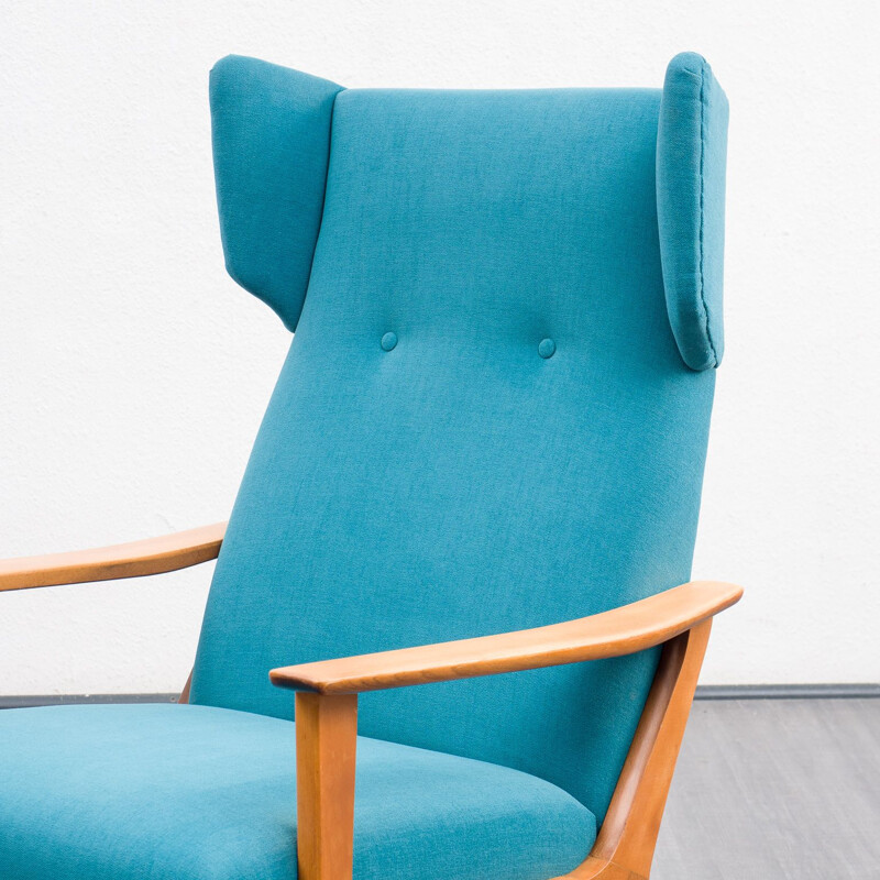 Vintage wing armchair with folding legs, 1960s