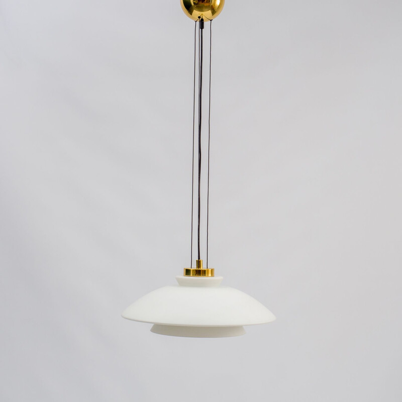 Vintage opal glass pendant lamp by Peill & Putzler, 1970s