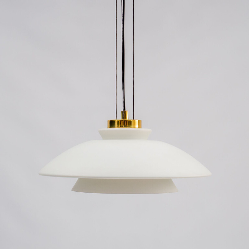 Vintage opal glass pendant lamp by Peill & Putzler, 1970s