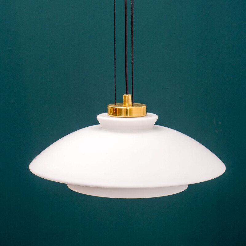 Vintage opal glass pendant lamp by Peill & Putzler, 1970s