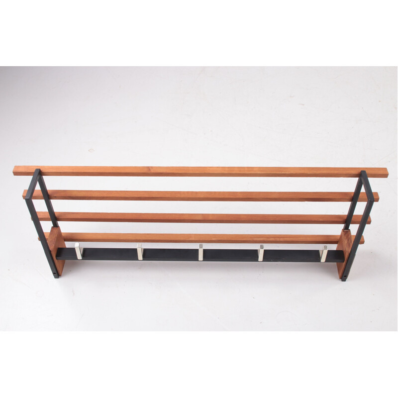 Scandinavian vintage wall coat rack, Denmark 1950s