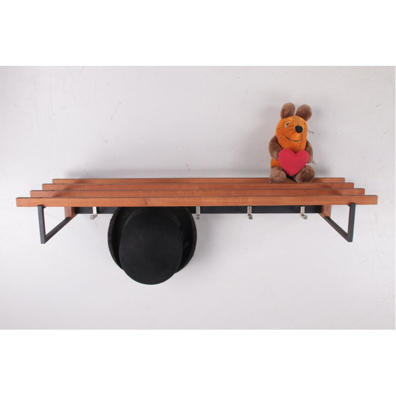 Scandinavian vintage wall coat rack, Denmark 1950s