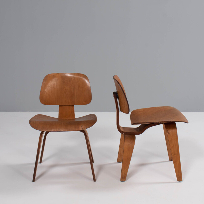 Pair of vintage DCW dining chairs by Charles & Ray Eames, 1950s