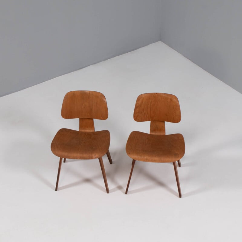 Pair of vintage DCW dining chairs by Charles & Ray Eames, 1950s