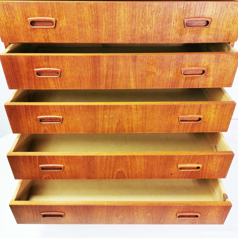 Teak mid century chest of drawers with 6 pull-out drawers, Denmark 1960s