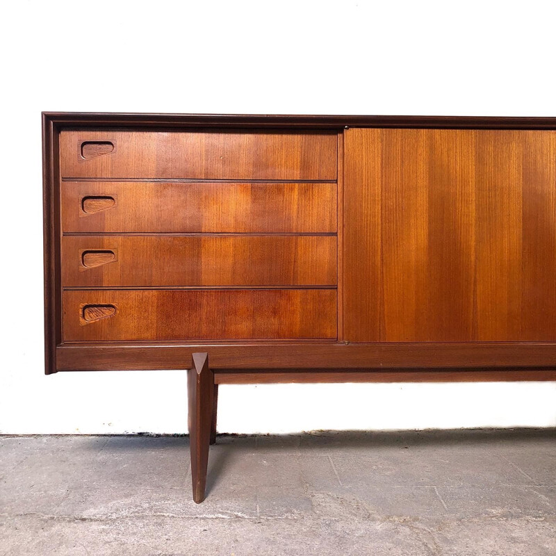 Vintage long scandinavian teak sideboard with mini-bar, 1960