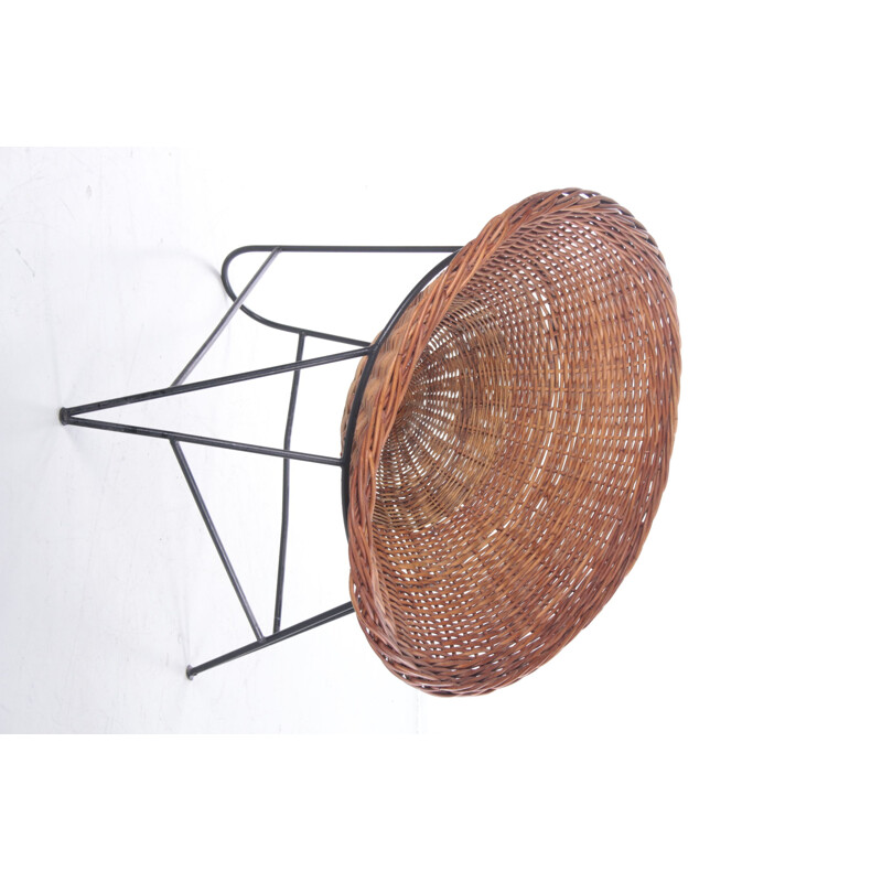 Vintage wicker armchair by Mathieu Matégot, French 1950
