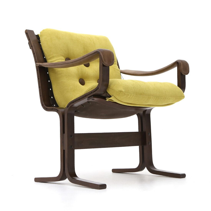 Paar vintage fauteuils met leren armleuningen van Ingmar Relling voor Westnofa, 1970
