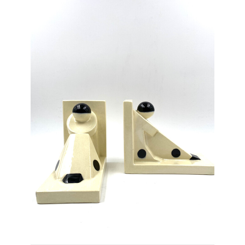 Pair of vintage bookends "Pierrot & Colombine", Art Deco, France 1930
