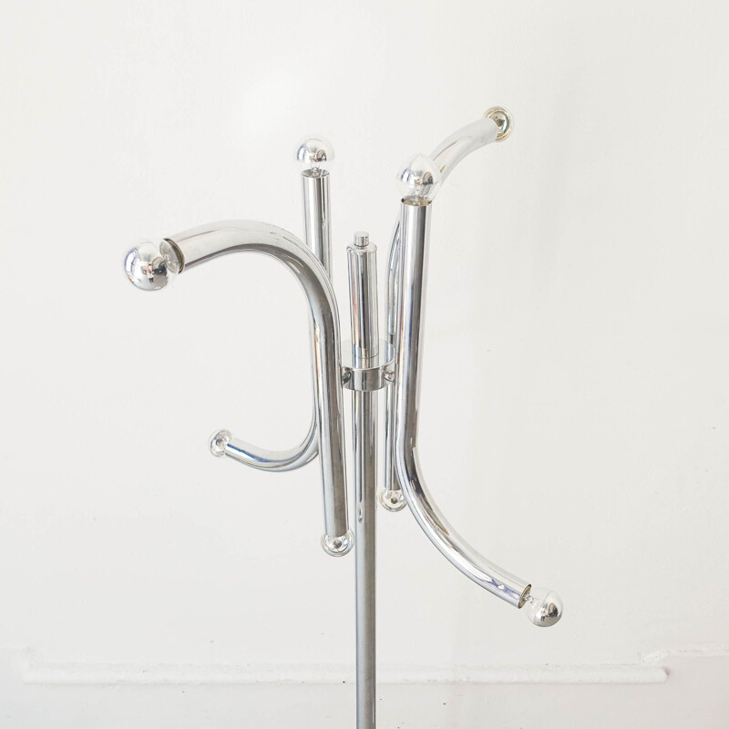 Vintage tubular chrome-plated metal floor lamp by Gaetano Sciolari, Italy 1970