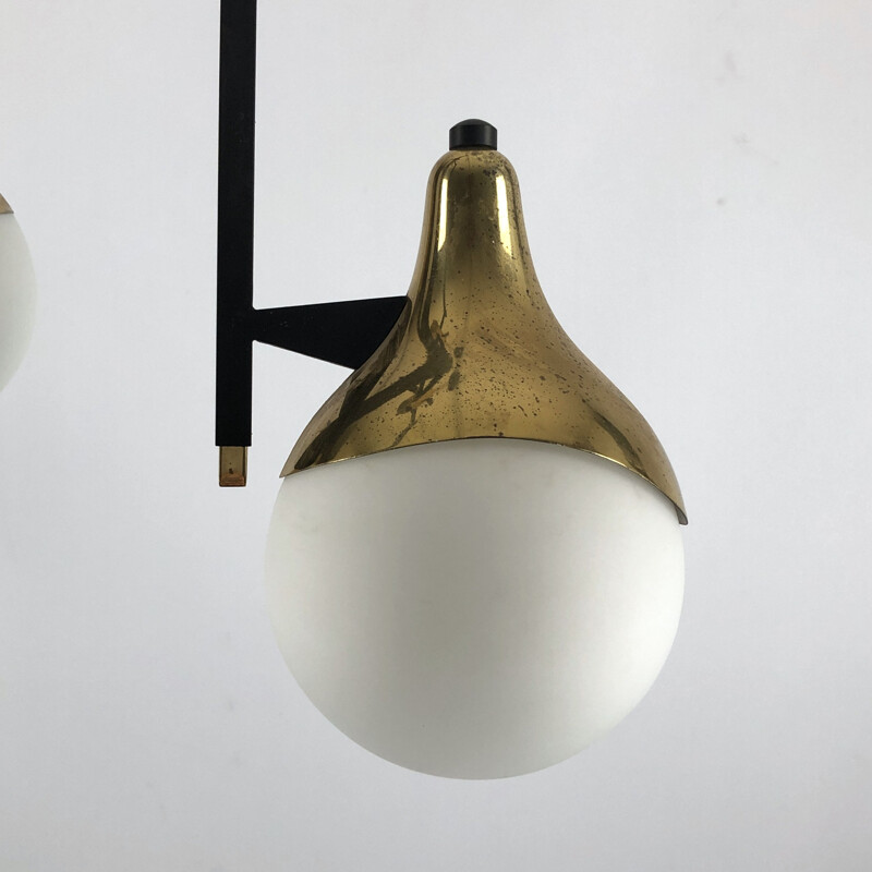 Vintage three-arm brass chandelier by Stilnovo, 1950