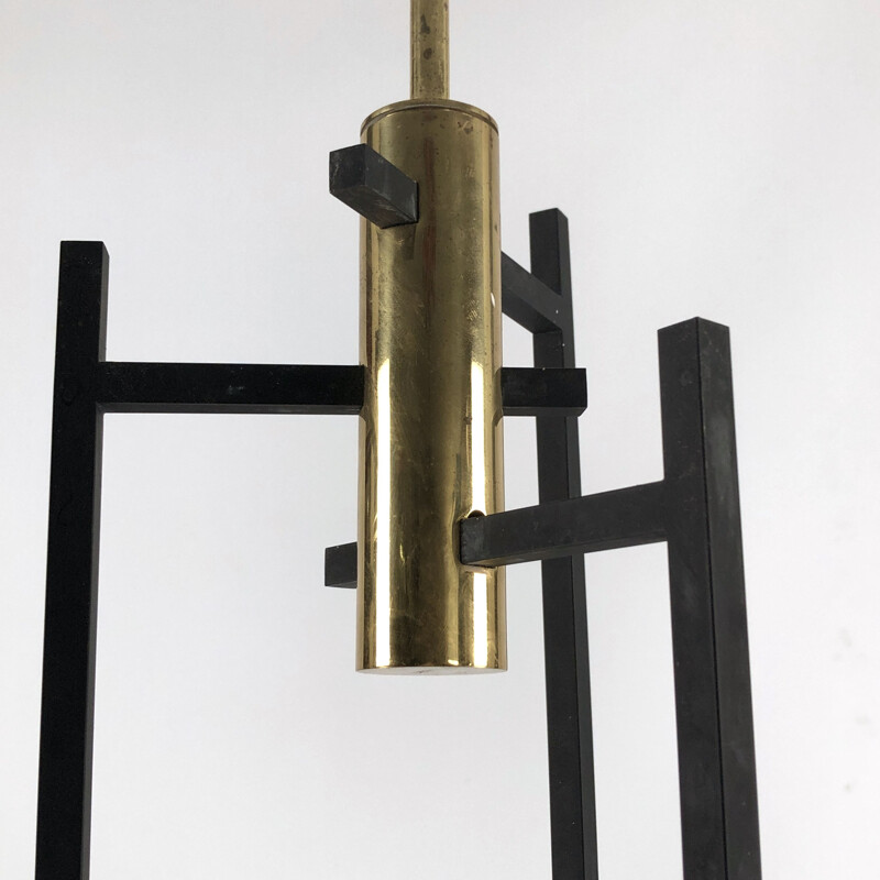 Vintage three-arm brass chandelier by Stilnovo, 1950