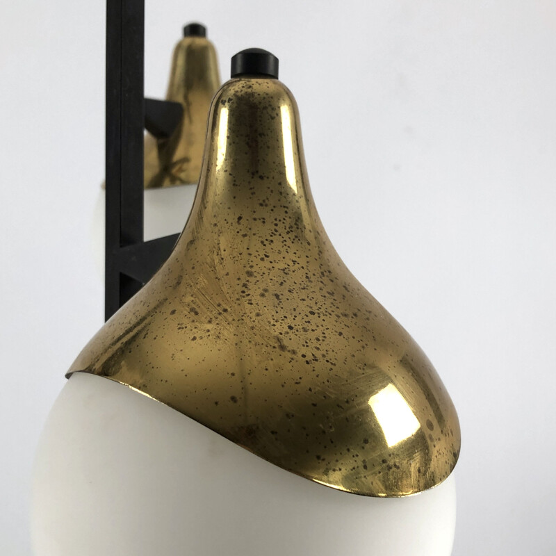 Vintage three-arm brass chandelier by Stilnovo, 1950