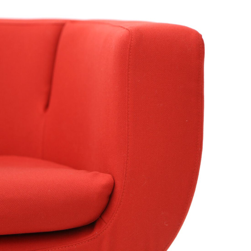 Paar vintage "Tulip" fauteuils in rode stof van Jeffrey Bernett voor B