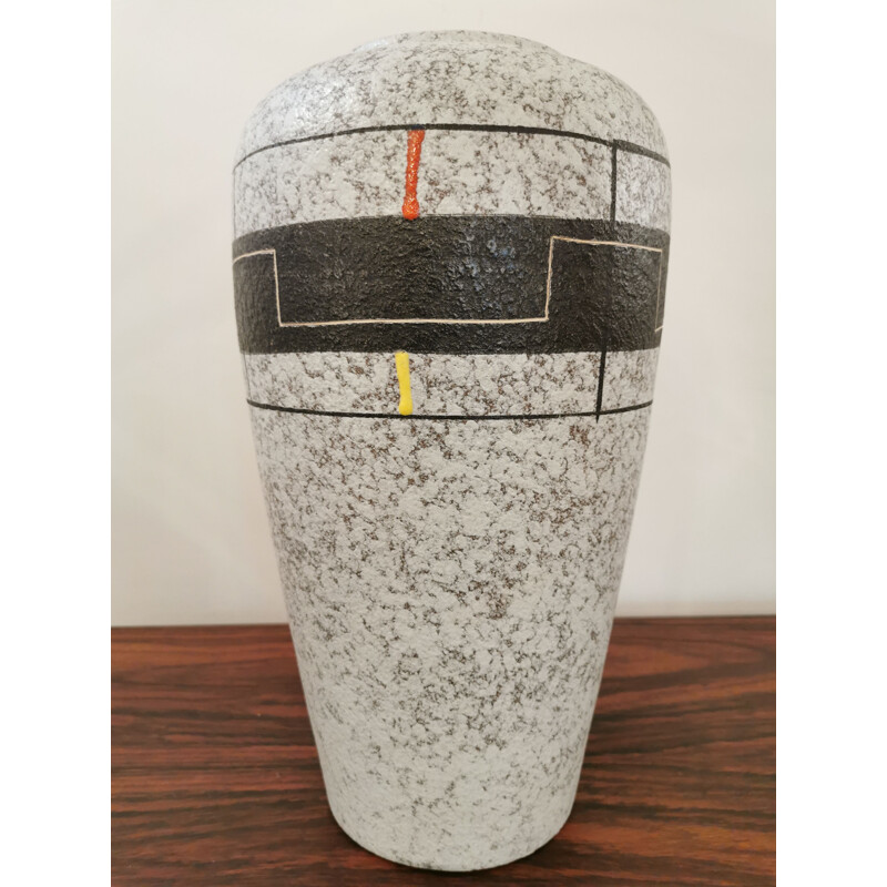 Vintage XXL ceramic vase with geometric pattern, 1960