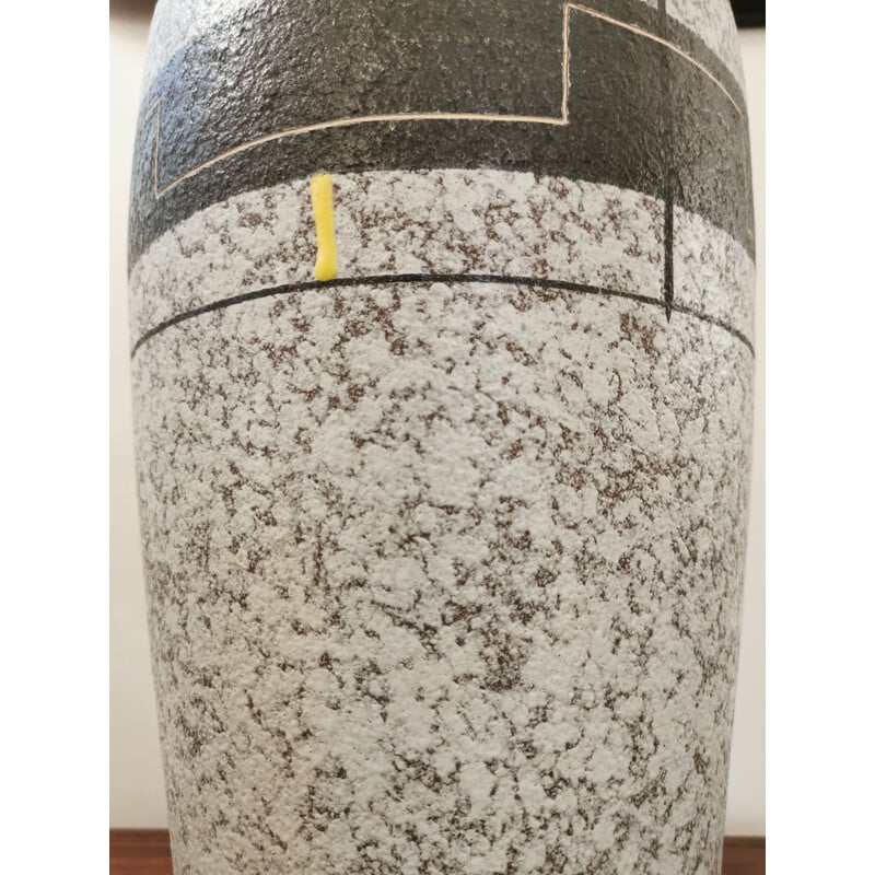 Vase vintage XXL en céramique à motif géométrique,1960