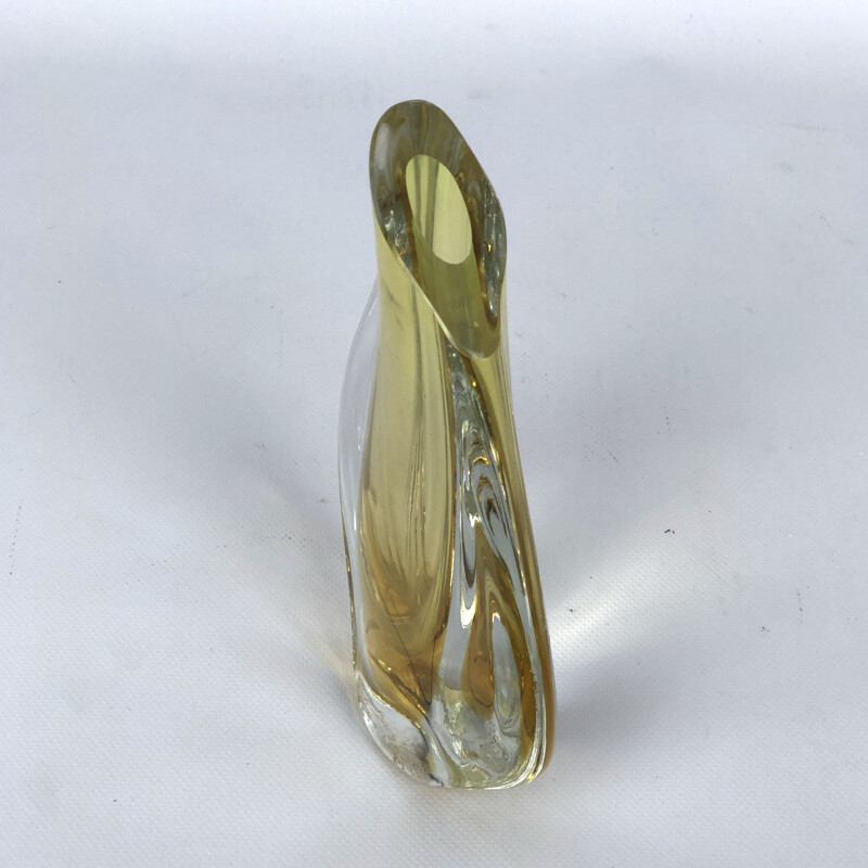 Vintage yellow Murano glass vase, Italian 1960