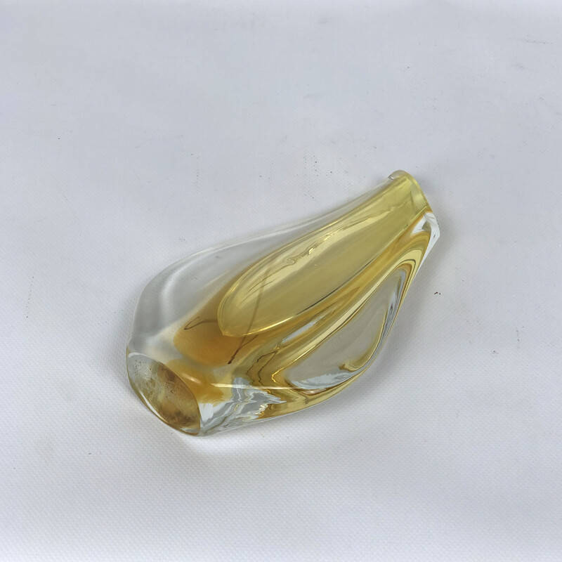 Vintage yellow Murano glass vase, Italian 1960