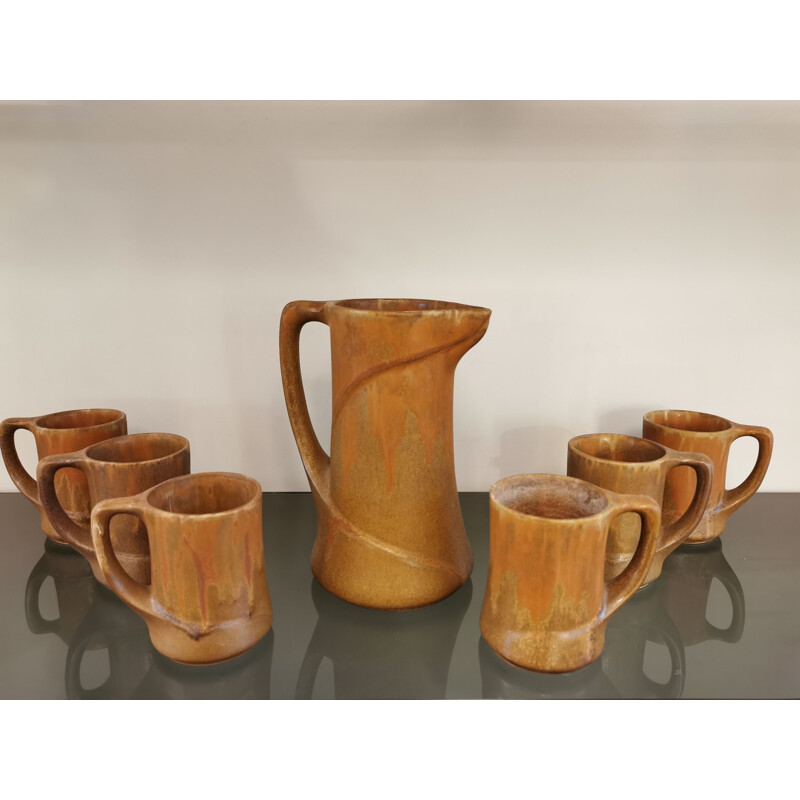 Vintage stoneware orangeade set, 1970