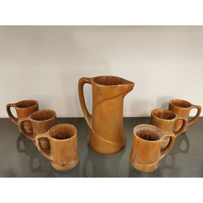 Vintage stoneware orangeade set, 1970