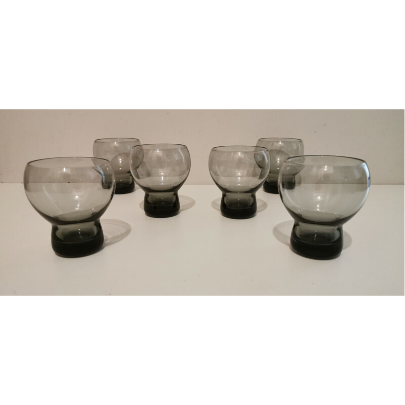 Vintage blown glass service consisting of a pitcher and 6 ball glasses, 1970
