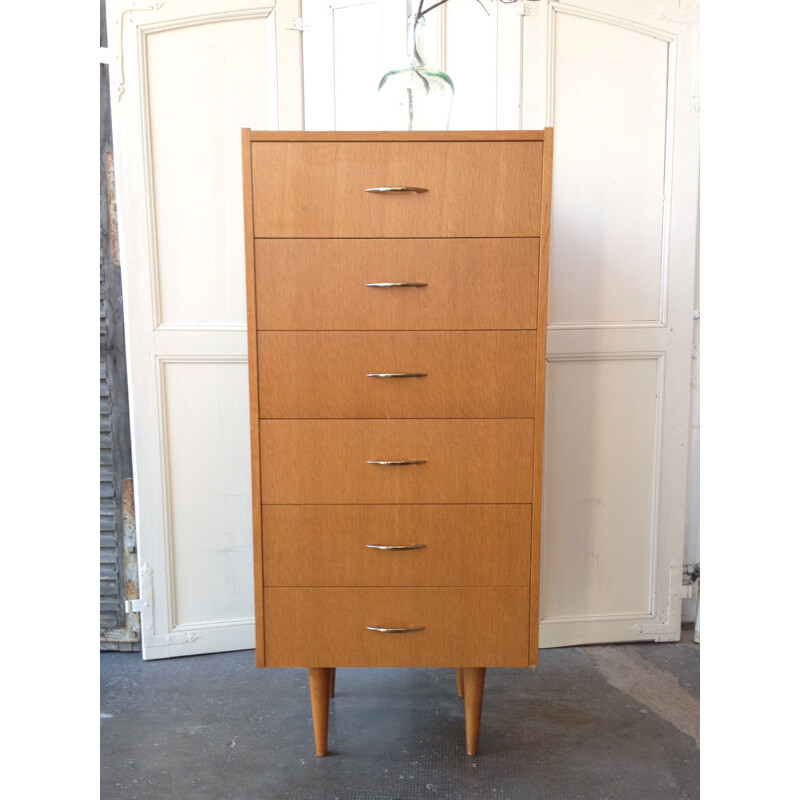 Vintage storage cabinet in light oak - 1950s