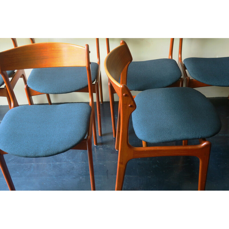 Set of 6 vintage teak chairs model 49 by Erik Buch, Danish 1960