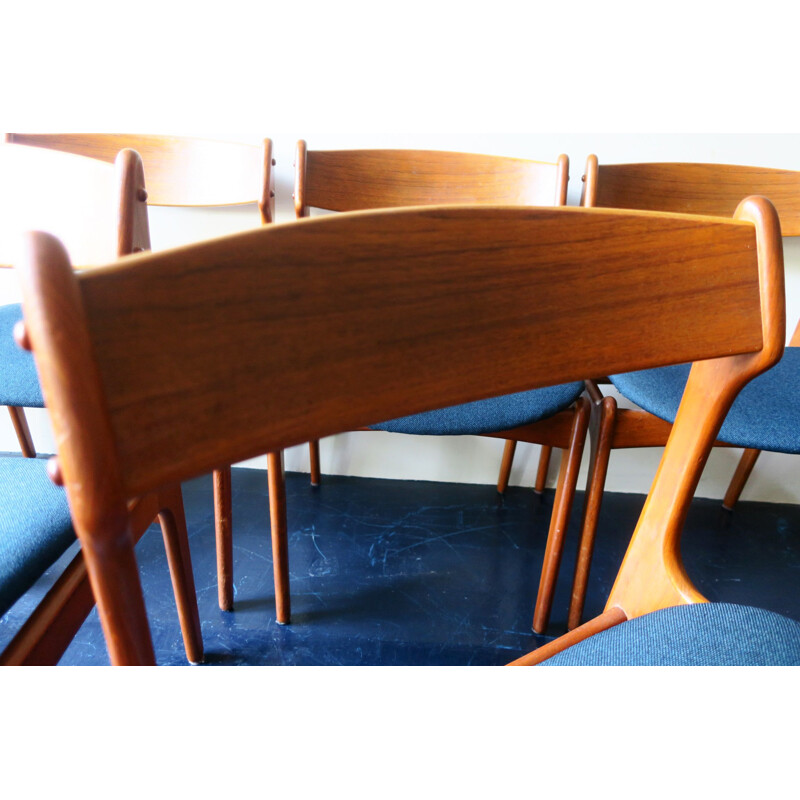 Set of 6 vintage teak chairs model 49 by Erik Buch, Danish 1960