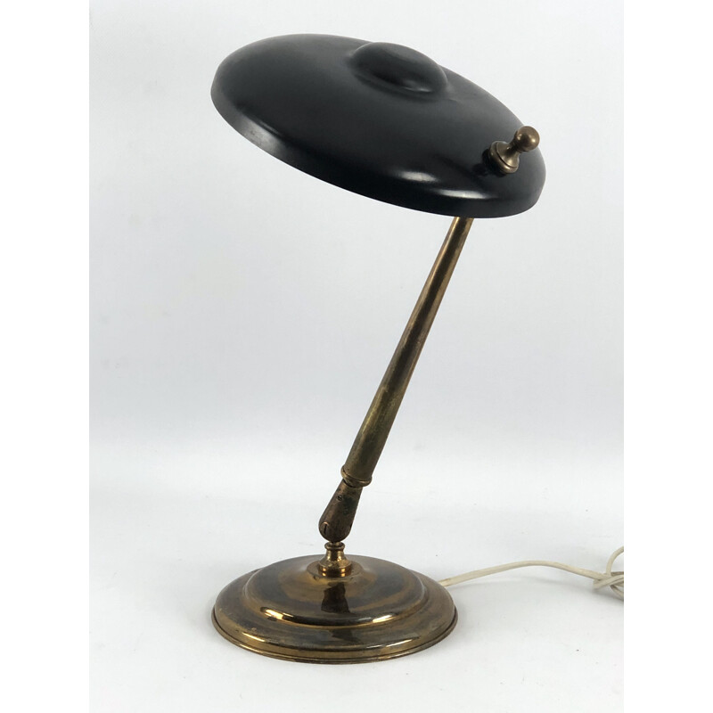 Lampe vintage à deux articulations en laiton et laque par Lumi Milano, 1950