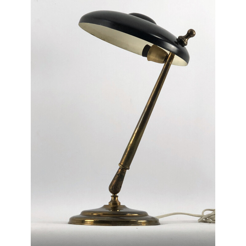 Lampe vintage à deux articulations en laiton et laque par Lumi Milano, 1950