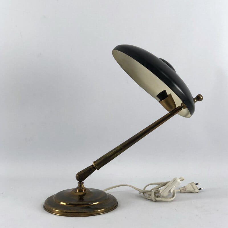 Lampe vintage à deux articulations en laiton et laque par Lumi Milano, 1950