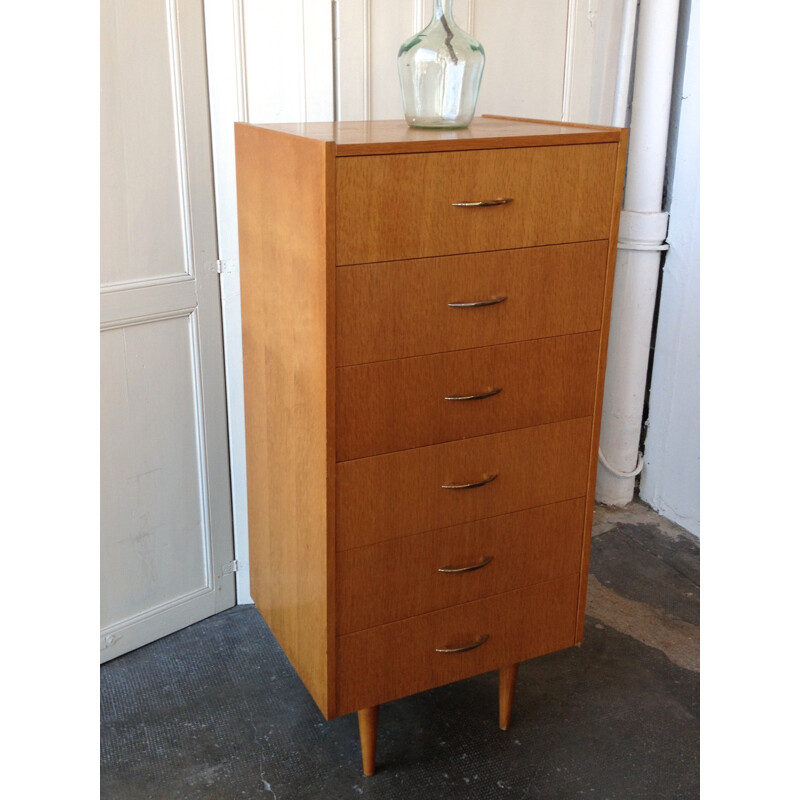 Vintage storage cabinet in light oak - 1950s