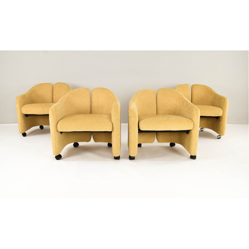 Ensemble de 4 fauteuils vintage PS 142 par Eugenio Gerli pour Tecno