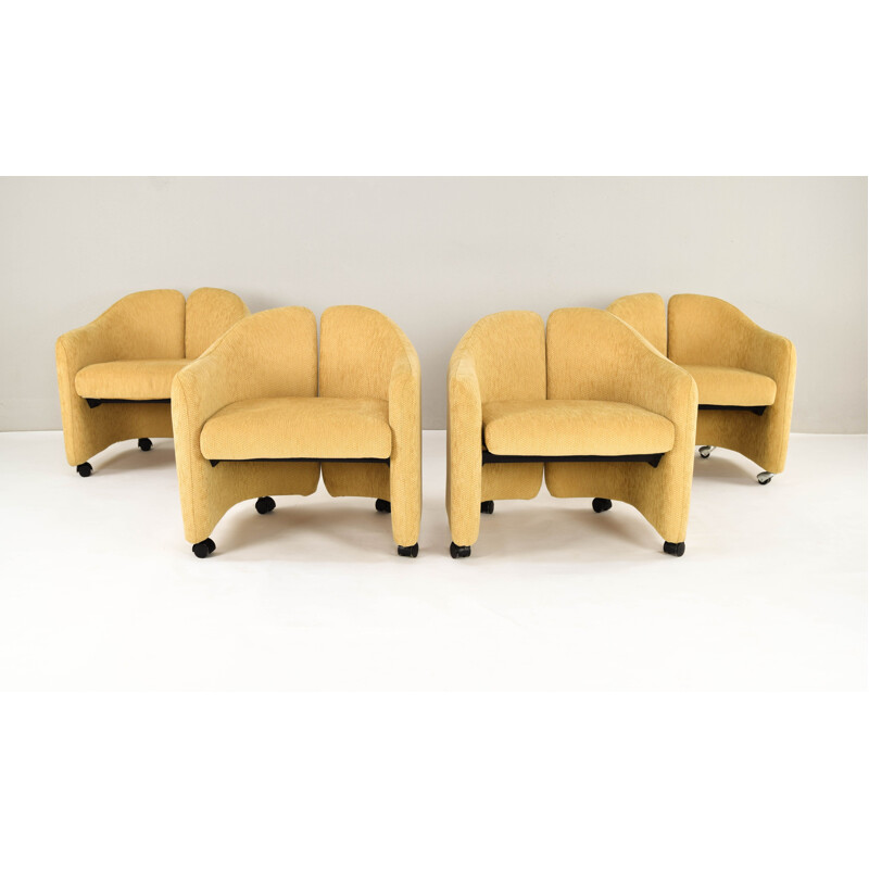 Set of 4 vintage armchairs PS 142 by Eugenio Gerli for Tecno