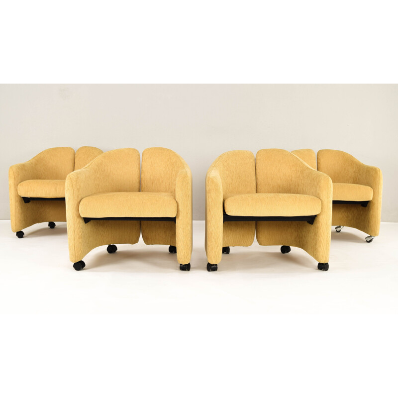 Set of 4 vintage armchairs PS 142 by Eugenio Gerli for Tecno