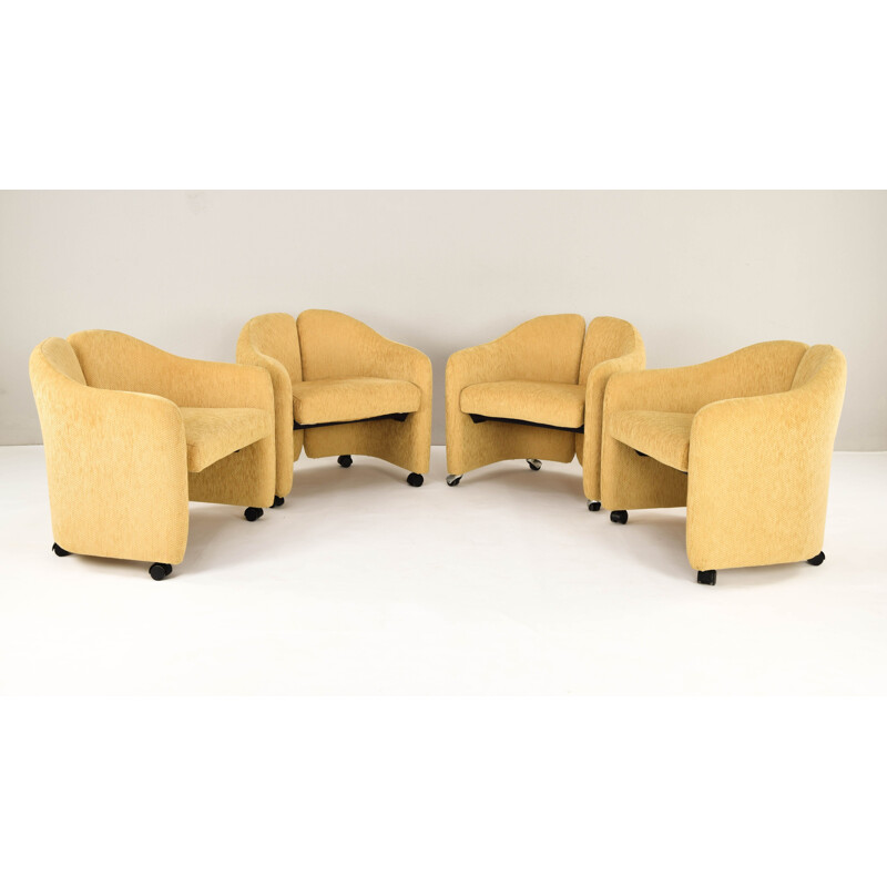 Set of 4 vintage armchairs PS 142 by Eugenio Gerli for Tecno