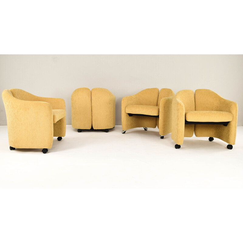 Set of 4 vintage armchairs PS 142 by Eugenio Gerli for Tecno