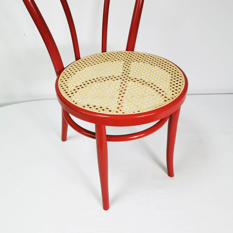 Vintage beech chair with rattan seat by Dal Vera, Italy 1980
