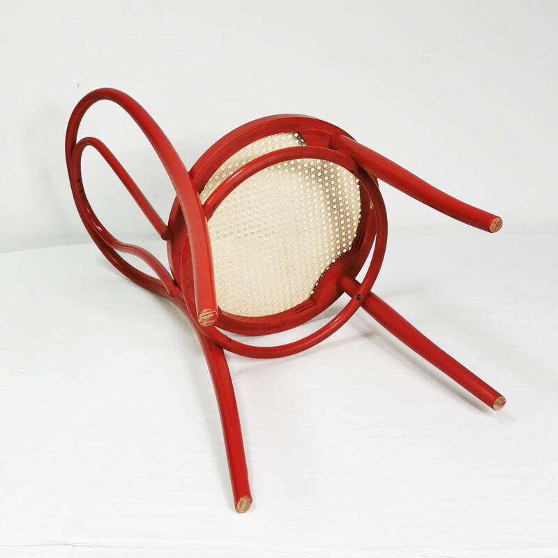 Vintage beech chair with rattan seat by Dal Vera, Italy 1980