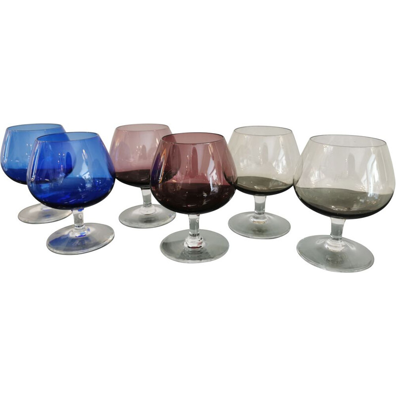 Vintage digestif set in multicoloured glass, 1960